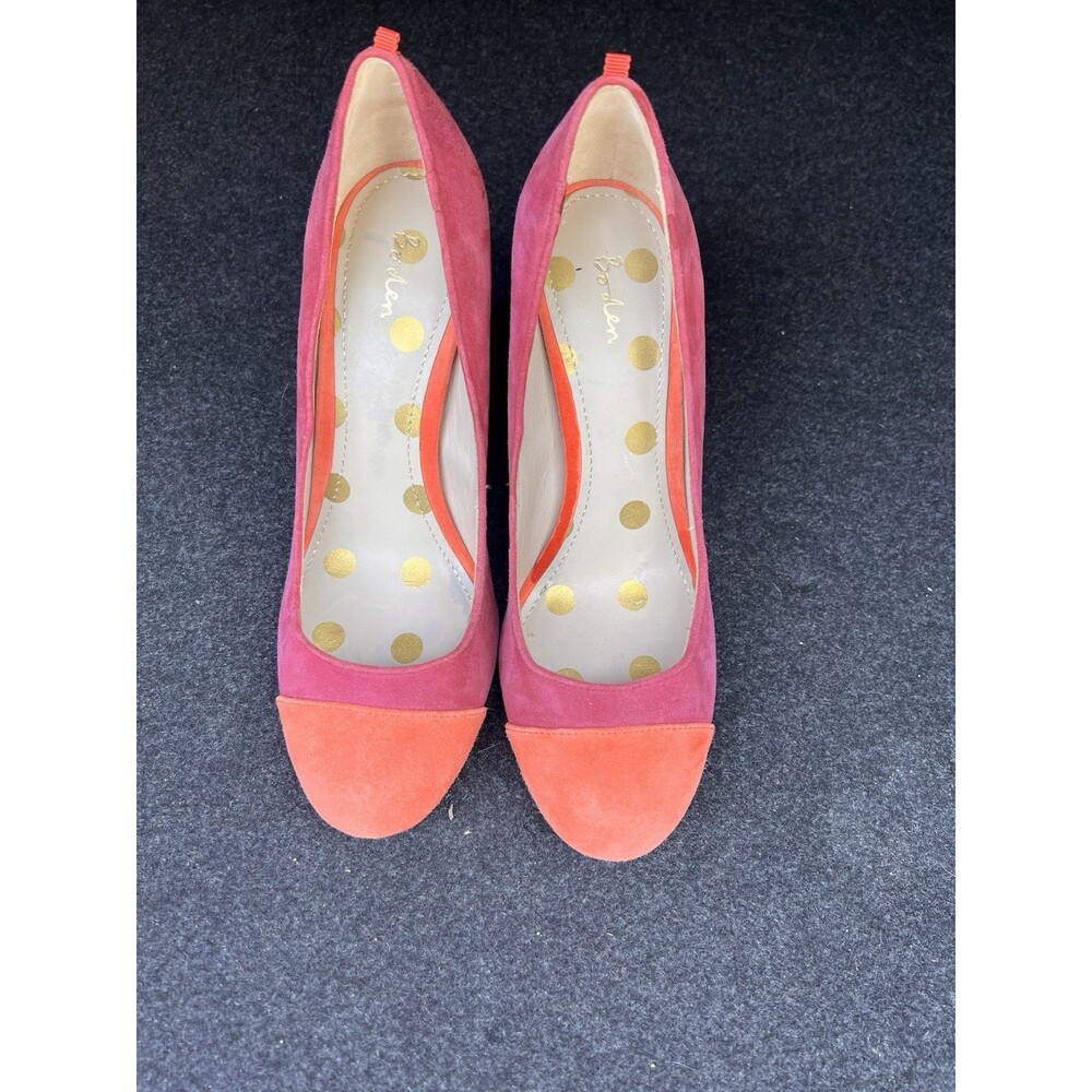 Boden Lisbeth Suede Leather Cap Toe BlockHeel Pumps Women’s Size 38 - Picture 2 of 8